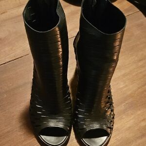 Elegant Black Peep-Toe Ankle Boots